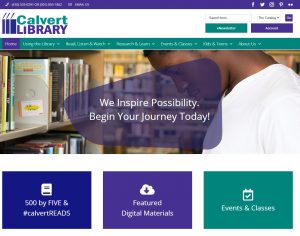 Front page of Calvert Library website